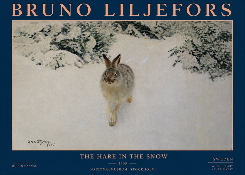 Bruno Liljefors The Hare in the Snow No4 - Póster