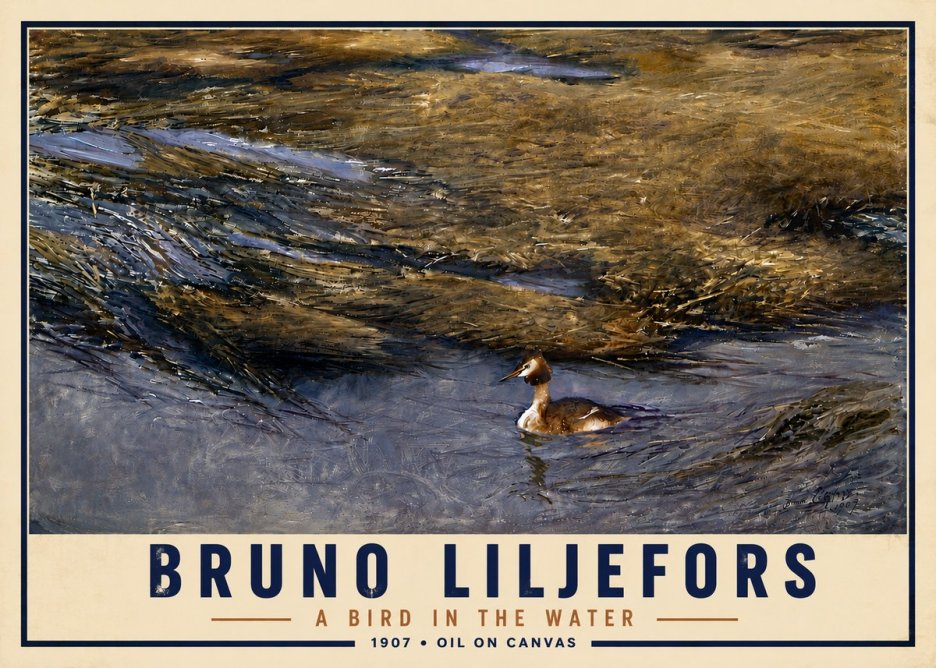Bruno Liljefors A Bird in the Water No5 - Póster