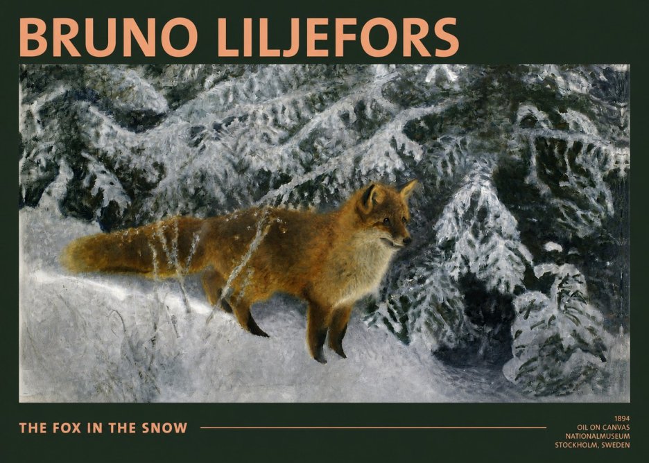 Bruno Liljefors The Fox in the Snow No2 - Póster
