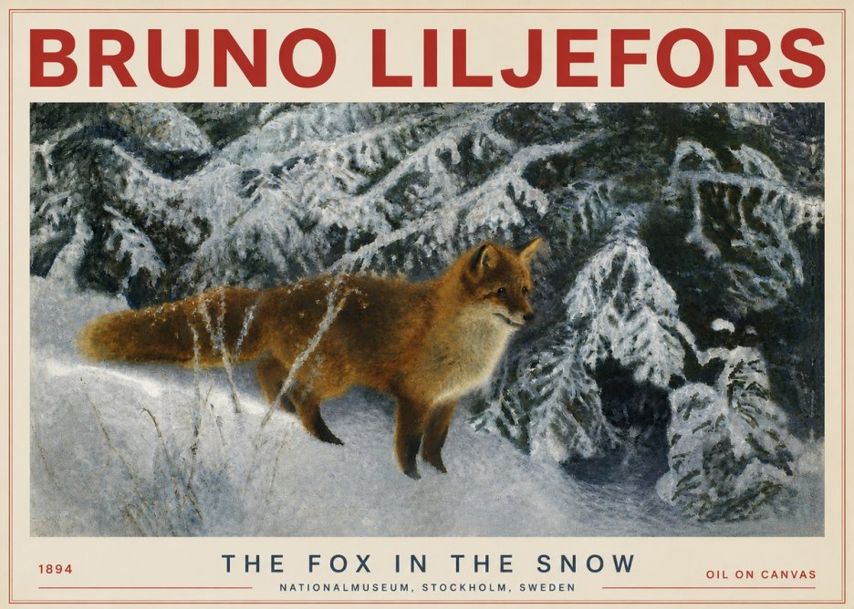 Bruno Liljefors The Fox in the Snow No4 - Póster