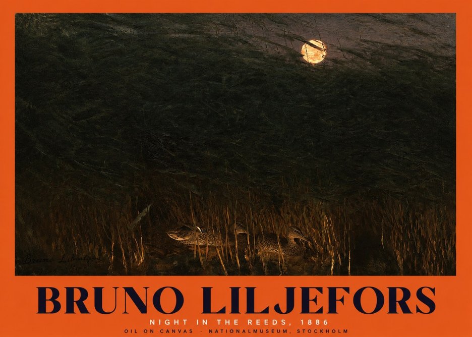 Bruno Liljefors Night in the Reeds No2 - Póster