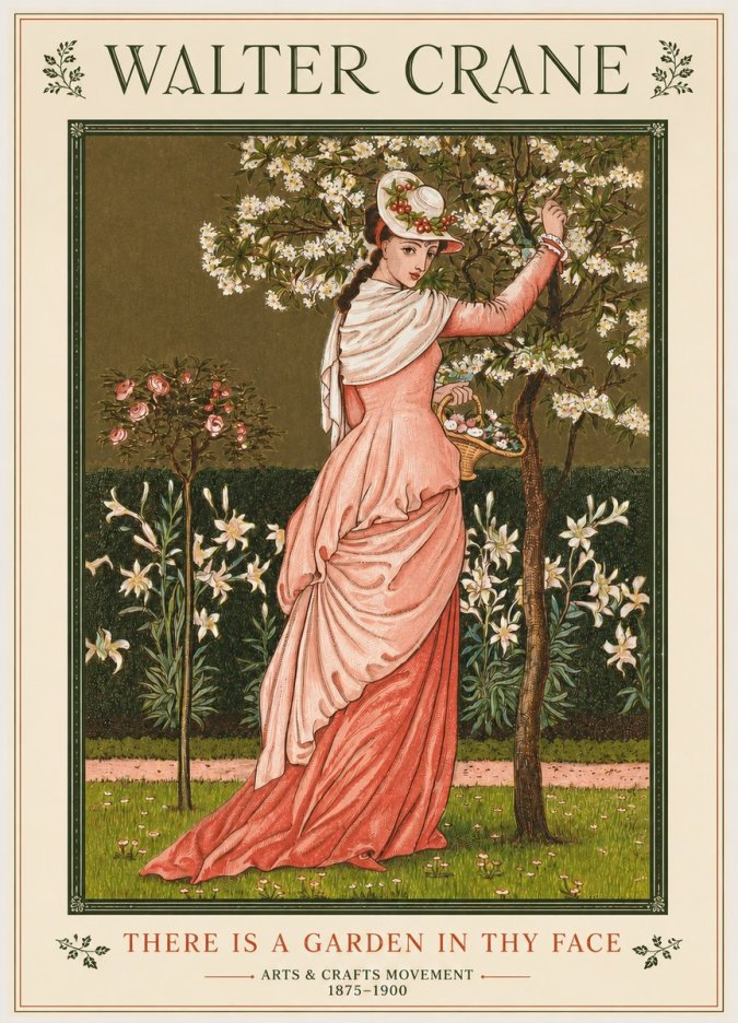 Walter Crane There Is a Garden in Thy Face I No2 - Póster
