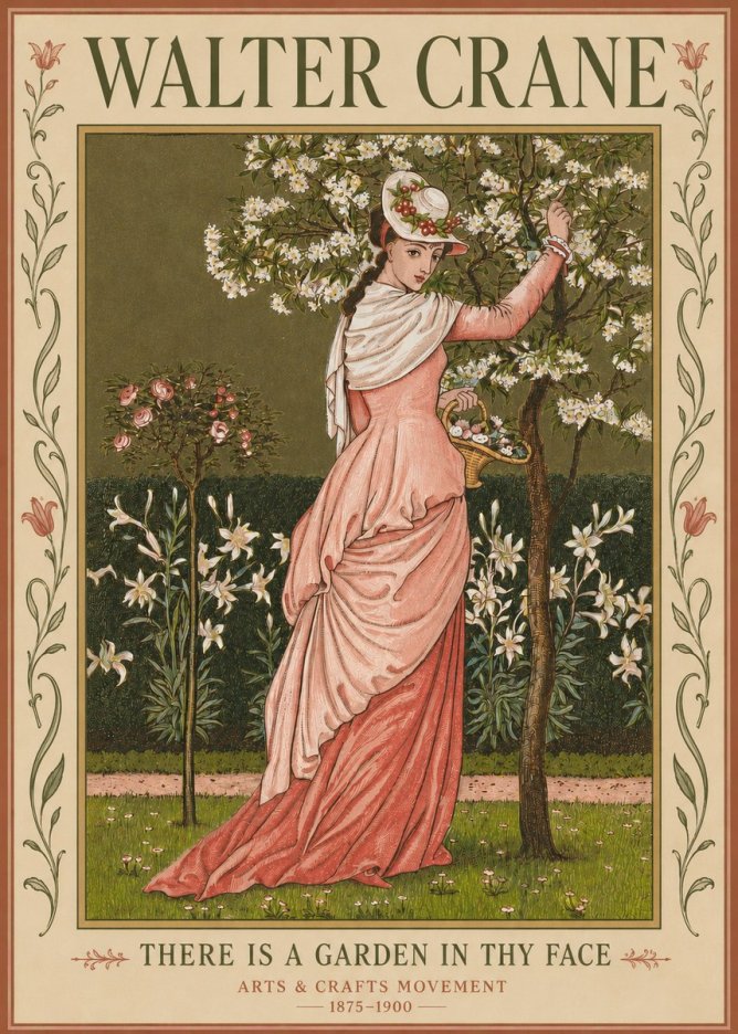 Walter Crane There Is a Garden in Thy Face I No3 - Póster