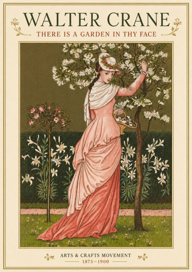 Walter Crane There Is a Garden in Thy Face I No4 - Póster