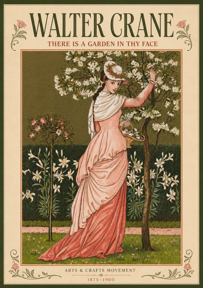 Walter Crane There Is a Garden in Thy Face I No5 - Póster