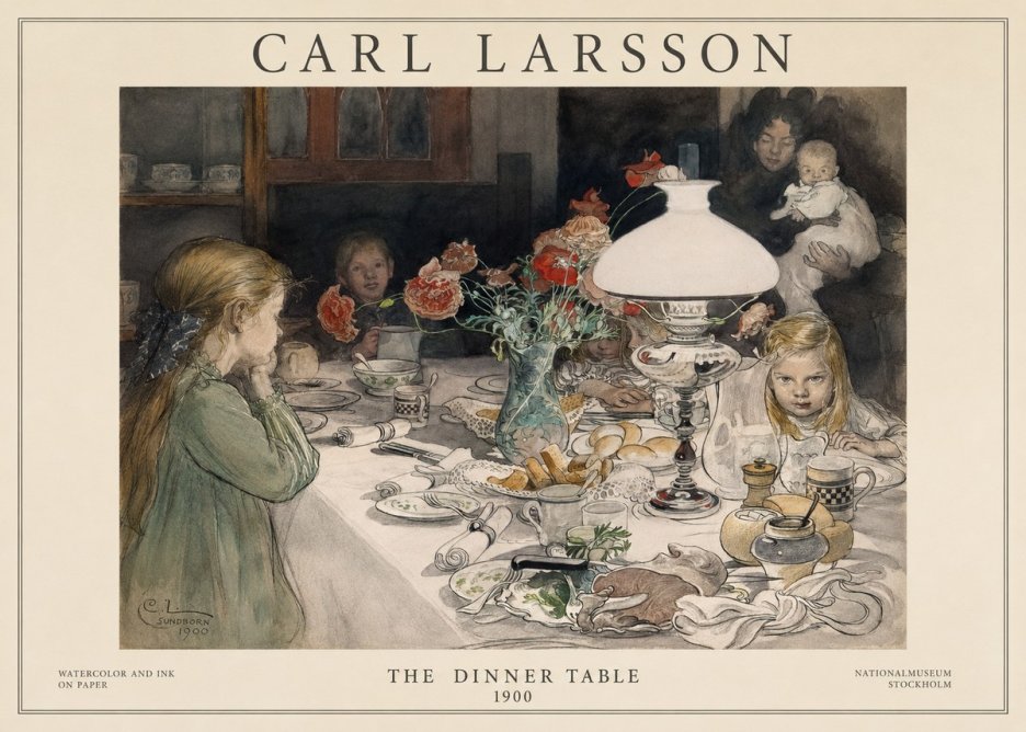 Carl Larsson The Dinner Table No1 - Póster