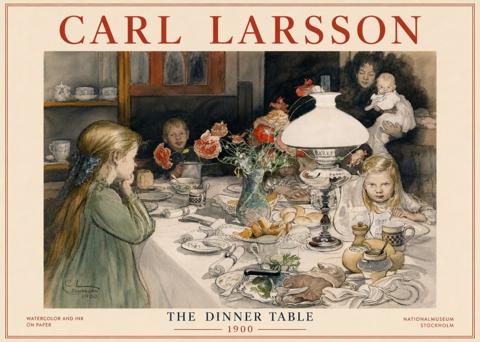 Carl Larsson The Dinner Table No6 - Póster
