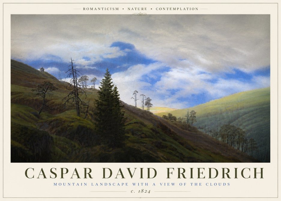 Caspar David Friedrich Mountain Landscape with a View of the Clouds No6 - Póster