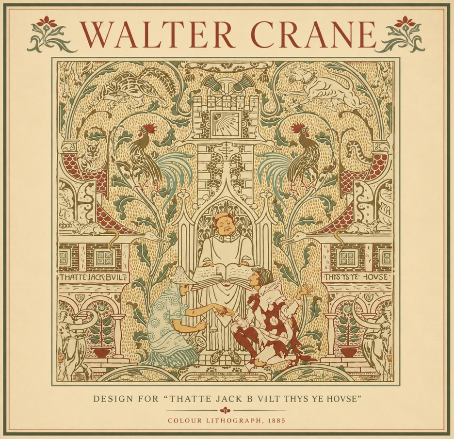 Walter Crane Design for "Thatte Jack B Vilt Thys Ye Hovse" No4 - Póster