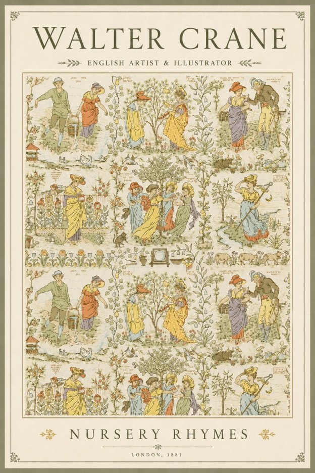 Walter Crane Nursery Rhymes No3 - Póster