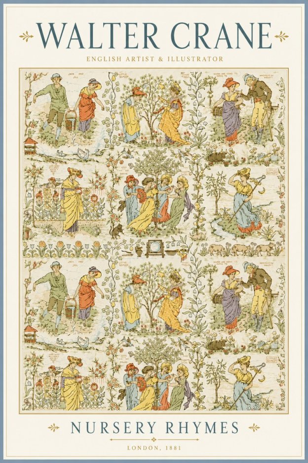 Walter Crane Nursery Rhymes No4 - Póster
