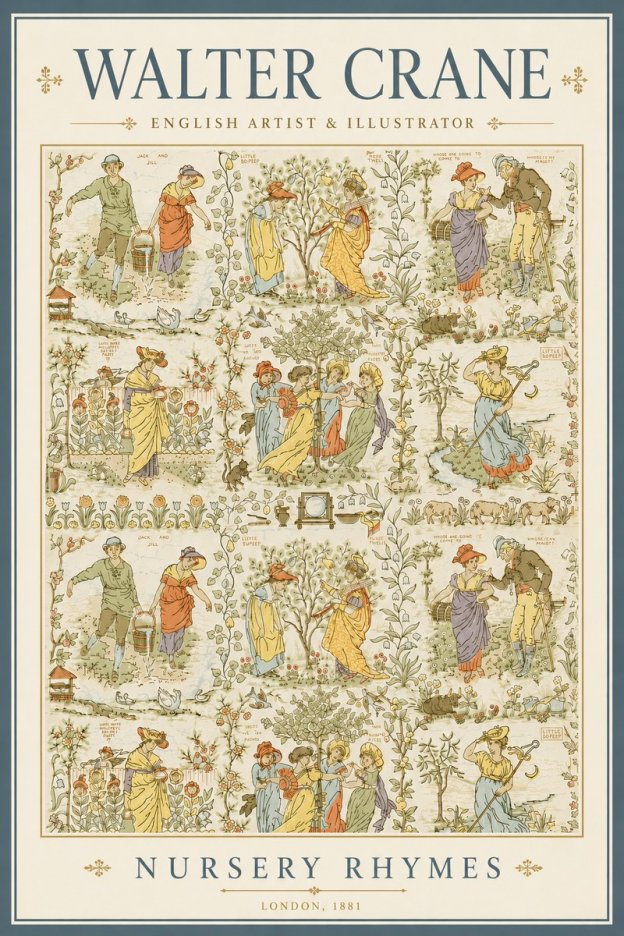 Walter Crane Nursery Rhymes No5 - Póster