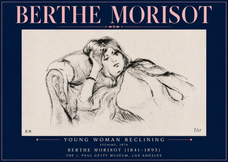 Berthe Morisot Young Woman Reclining I No5 - Póster