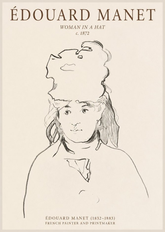 Édouard Manet Woman in a Hat No1 - Póster