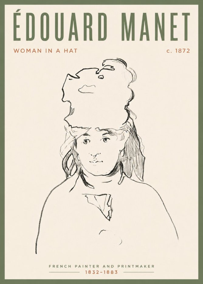 Édouard Manet Woman in a Hat No4 - Póster