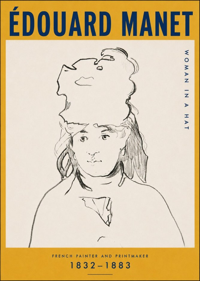 Édouard Manet Woman in a Hat No5 - Póster
