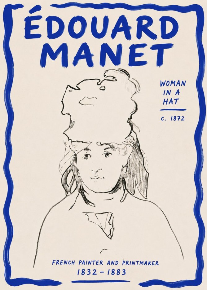 Édouard Manet Woman in a Hat No6 - Póster