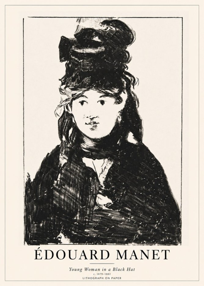 Édouard Manet Young Woman in a Black Hat II No1 - Póster
