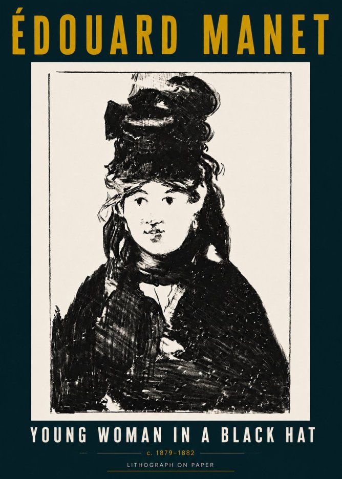 Édouard Manet Young Woman in a Black Hat II No5 - Póster