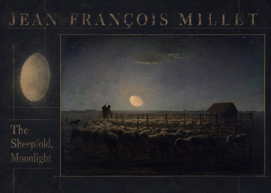 Jean-François Millet The Sheepfold, Moonlight No6 - Póster