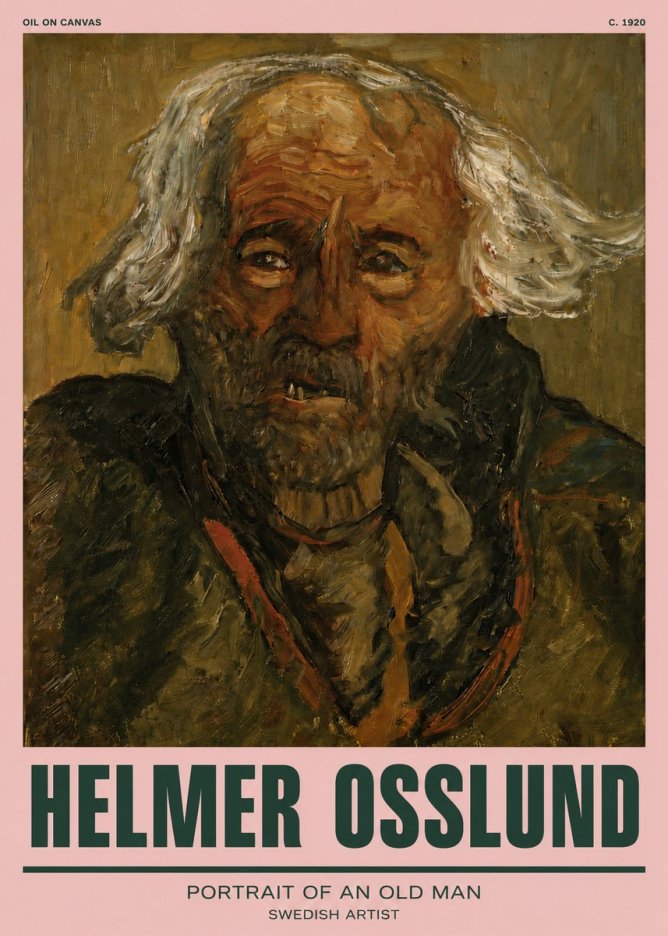 Helmer Osslund Portrait of an Old Man No3 - Póster