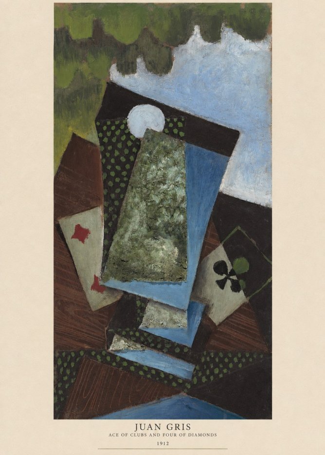 Juan Gris Ace of Clubs and Four of Diamonds No6 - Póster