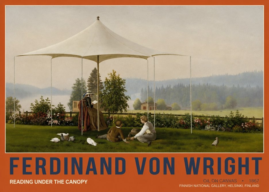 Ferdinand von Wright Reading Under the Canopy No2 - Póster