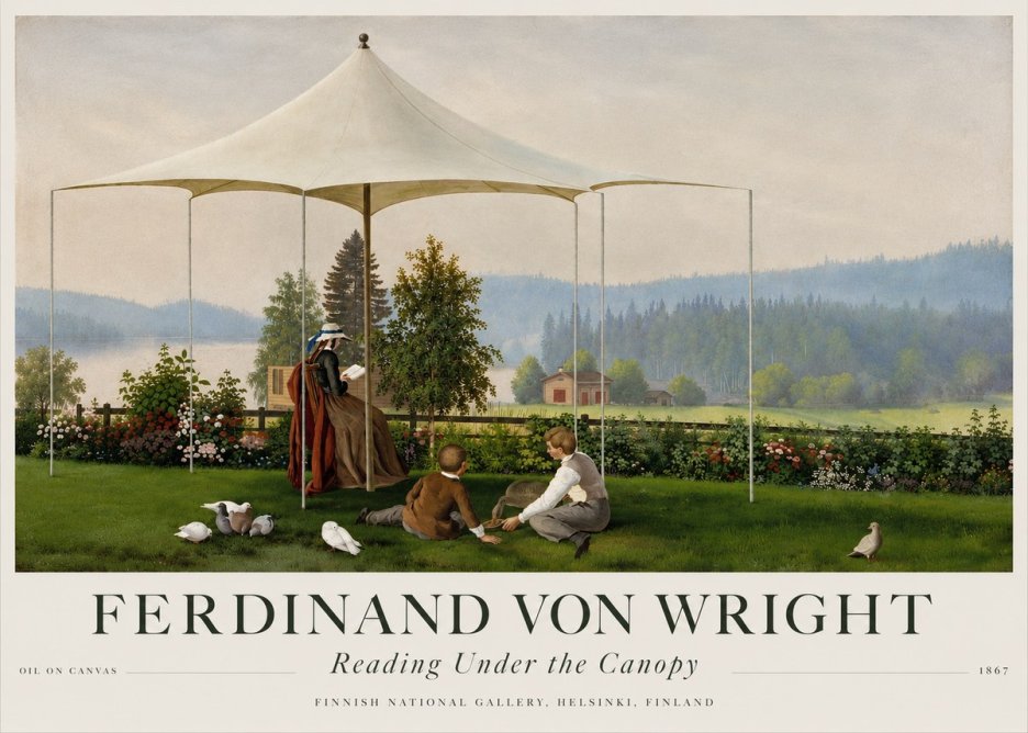 Ferdinand von Wright Reading Under the Canopy No4 - Póster