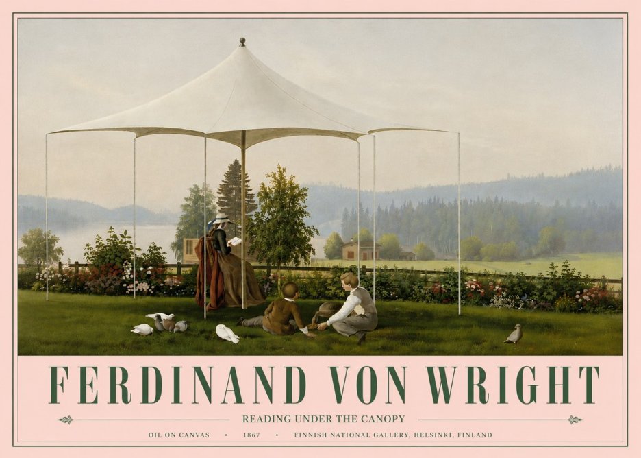 Ferdinand von Wright Reading Under the Canopy No6 - Póster