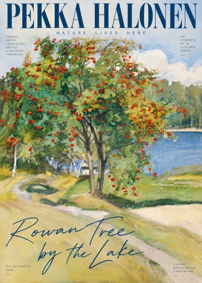 Pekka Halonen Rowan Tree by the Lake No3 - Póster