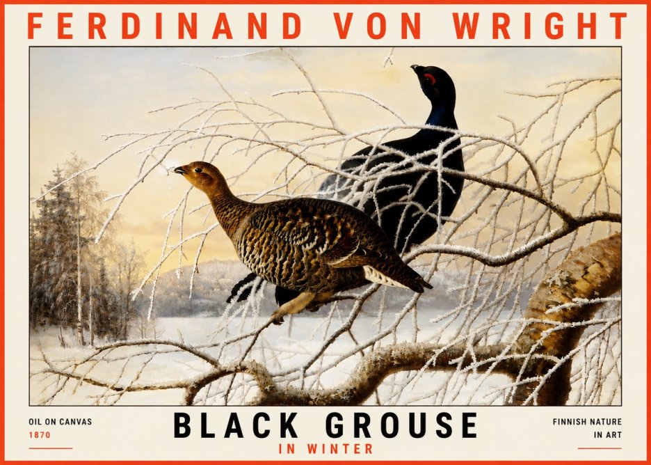 Ferdinand von Wright Black Grouse in Winter No5 - Póster