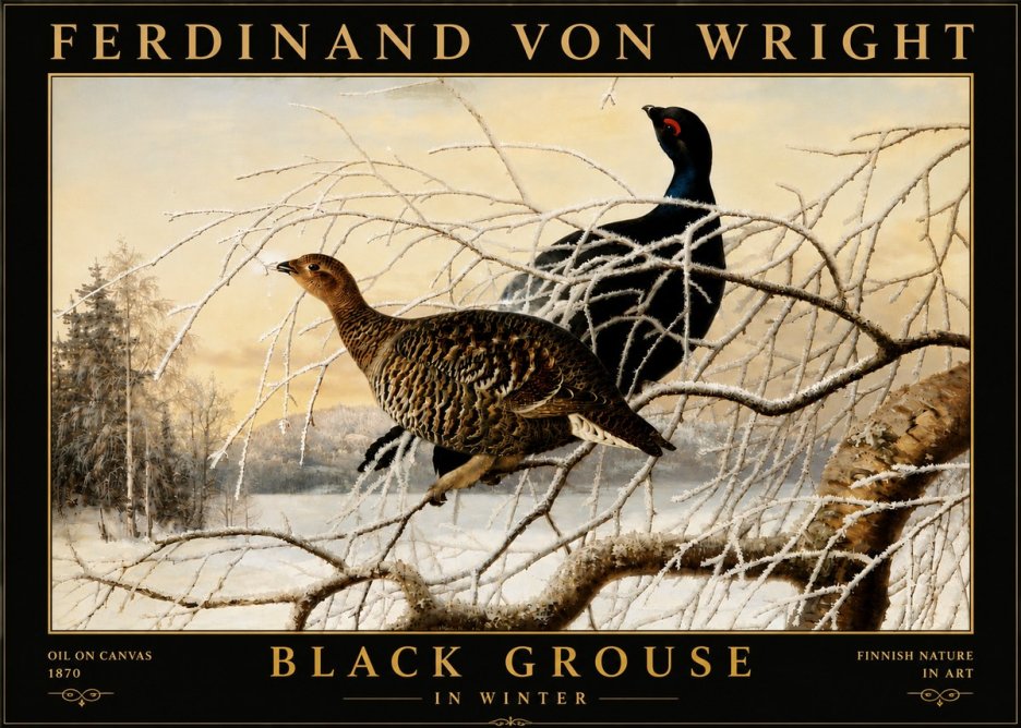 Ferdinand von Wright Black Grouse in Winter No6 - Póster