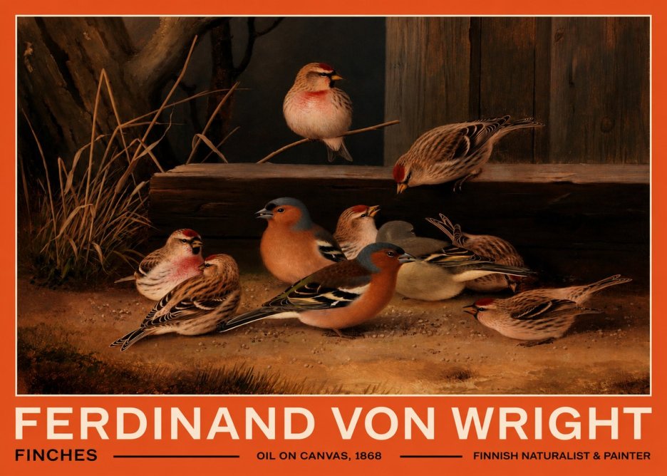 Ferdinand von Wright Finches No2 - Póster