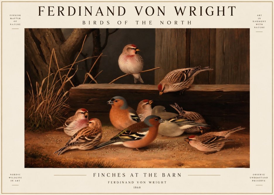 Ferdinand von Wright Finches No3 - Póster