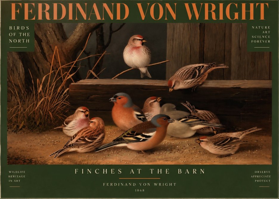 Ferdinand von Wright Finches No4 - Póster