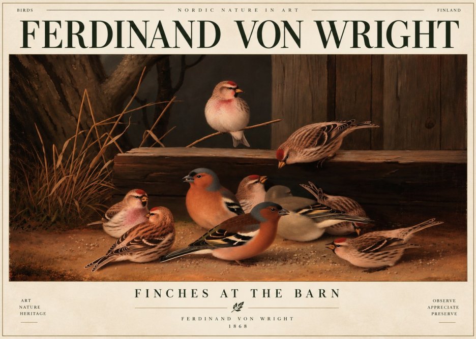 Ferdinand von Wright Finches No6 - Póster