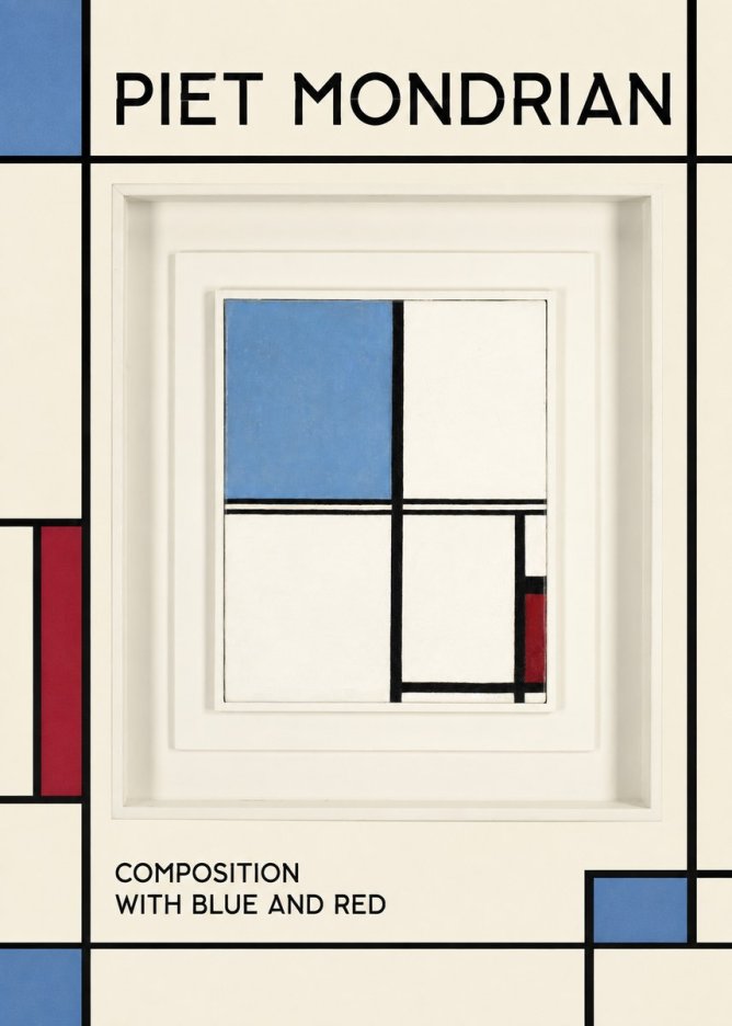 Piet Mondrian Composition with Blue and Red No1 - Póster