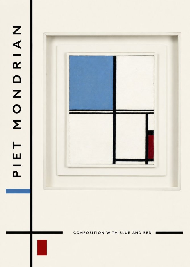 Piet Mondrian Composition with Blue and Red No2 - Póster