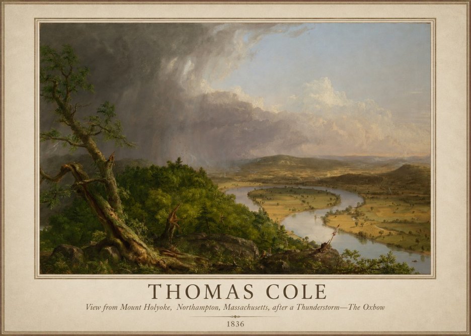 Thomas Cole View from Mount Holyoke, Northampton, Massachusetts, After a Thunderstorm—the Oxbow II No1 - Póster
