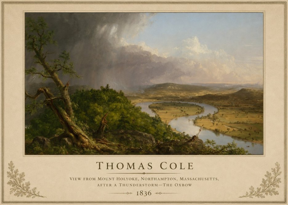 Thomas Cole View from Mount Holyoke, Northampton, Massachusetts, After a Thunderstorm—the Oxbow II No2 - Póster