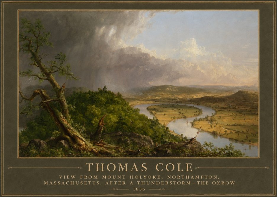 Thomas Cole View from Mount Holyoke, Northampton, Massachusetts, After a Thunderstorm—the Oxbow II No5 - Póster