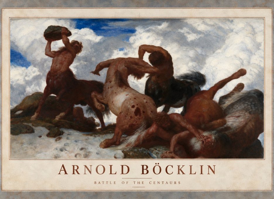 Arnold Böcklin Kentaurenkampf No6 - Póster