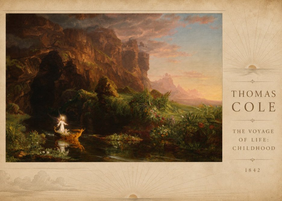 Thomas Cole The Voyage of Life: Childhood III No3 - Póster