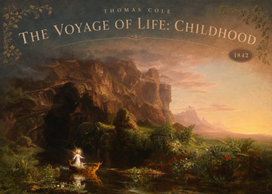 Thomas Cole The Voyage of Life: Childhood III No6 - Póster