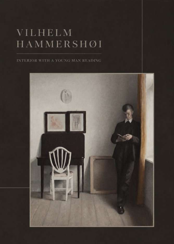 Vilhelm Hammershøi Interior with a Young Man Reading No3 - Póster