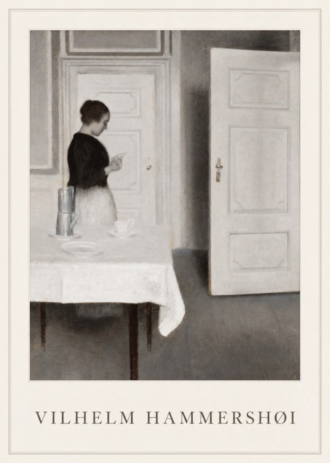 Vilhelm Hammershøi Interior with a Woman Reading a Letter No1 - Póster