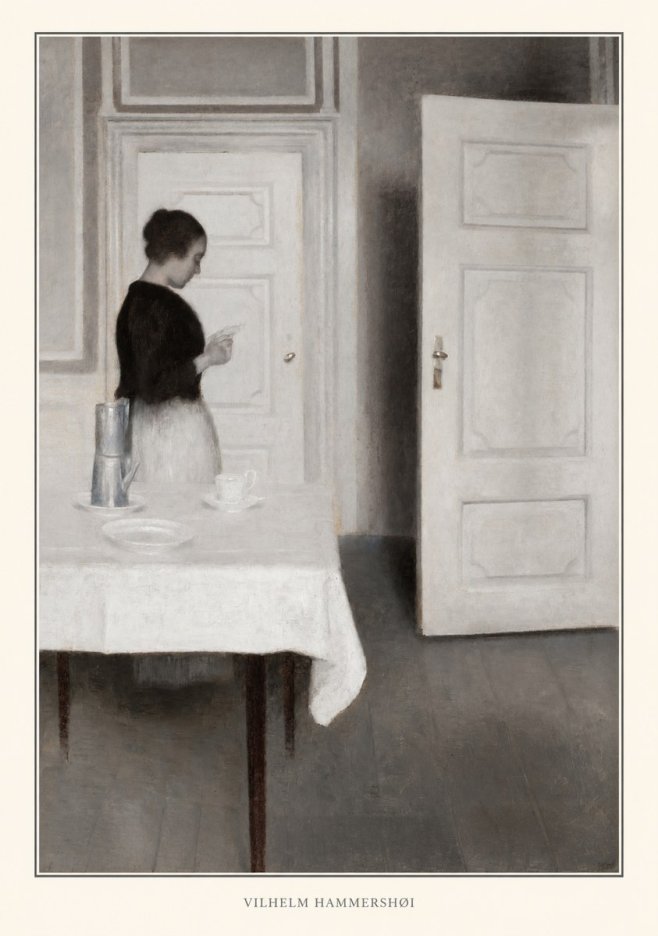 Vilhelm Hammershøi Interior with a Woman Reading a Letter No4 - Póster