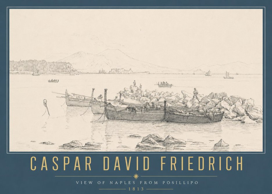 Caspar David Friedrich View of Naples from Posillipo No4 - Póster