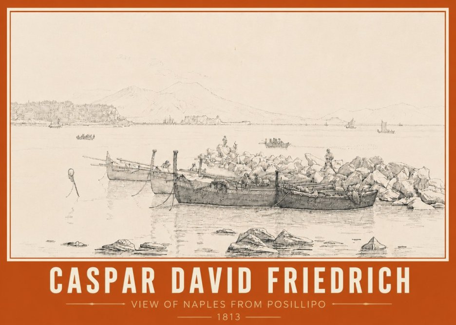 Caspar David Friedrich View of Naples from Posillipo No5 - Póster