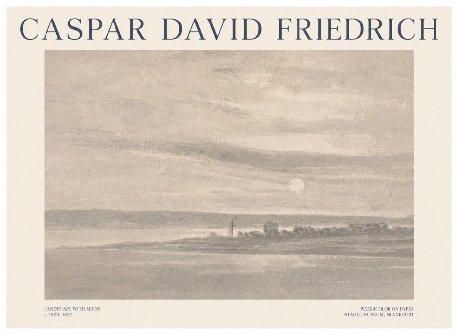 Caspar David Friedrich Landscape with Moon No1 - Póster